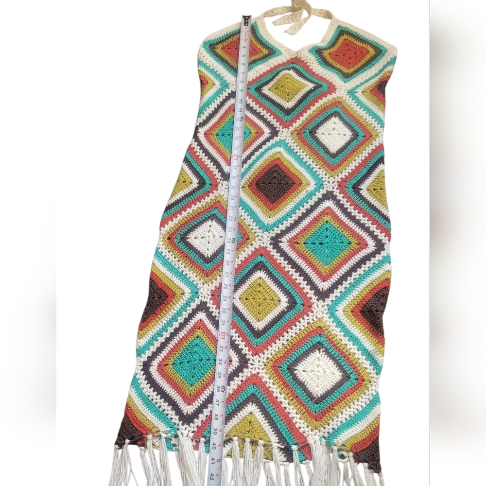 D'iyanu Handmade Crochet Diamond Pattern Dress In Multicolor — image 3 of 6